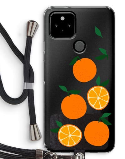 Case Company® - Hoesje met koord geschikt voor Google Pixel 5 hoesje met Koord - Will you be my clementine - Telefoonhoesje met Zwart Koord - Bescherming aan alle Kanten en Over de Schermrand