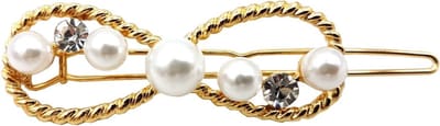 Haarsoires Haarspeld Haarclip 4,5cm - Infinity - Parel Strass Steentjes - Goud wit - Hair Clip - Decoratieve Haaraccessoire