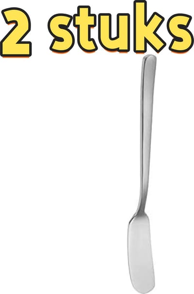 2 stuks - Botermes - Roestvrij staal - Bakmes - Schraper - Geschikt voor het verwerken van boter, kaas, jam, brood, ontbijt, enz., praktisch voor voedselbereiding - 16,6*1,8 cm - Zilver