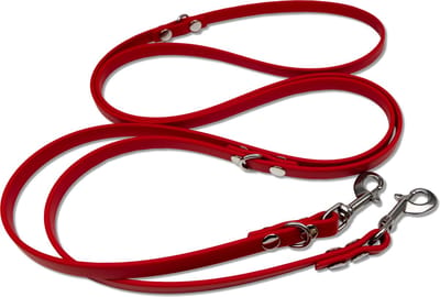 Miqdi - verstelbare, handsfree hondenriem van BioThane®- 3 meter lang - rood - extra comfort - M - voor middelmaat hond
