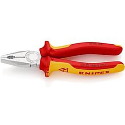 KNIPEX Combinatietang 180 mm, VDE-geïsoleerd tot 1000V, verchroomd, meer-componentengreep, speciaal gereedschapsstaal