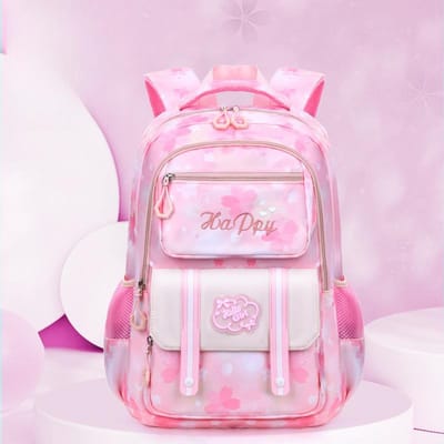 Kinder Meisjes Schooltas, Rugzak voor Basisschoolleerlingen, Grote Capaciteit, Verminderde Belasting, Waterafstotend, Lichtgewicht en Schattig roze
