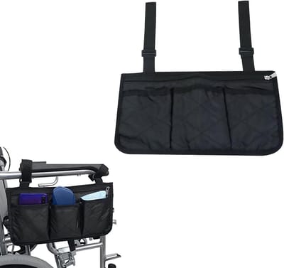 MK Stoer -Rolstoeltas - veilige opbergtas - rolstoel - zijtas - rolstoeltas - mobiliteitsscooters - rollatoren - kinderwagens - eenvoudig te installeren - licht - multi-inzetbaar - universele bevestiging - zwart - geschikt voor rolstoelmodel XZY.