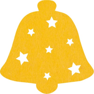 Kerstbel 2 vilt onderzetter - Geel - 6 stuks - ø 10 cm - Tafeldecoratie - Glas onderzetter - Valentijn - Cadeau - Woondecoratie - Tafelbescherming - Onderzetters voor glazen - Keukenbenodigdheden - Woonaccessoires - Tafelaccessoires