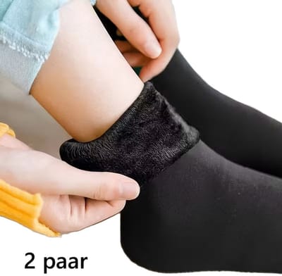 2 Paar Warme Zwarte Winter Sokken – Dikke Halfhoge Dames Sneeuwsokken – Comfortabele Mid-Calf Boot Socks voor de Winter