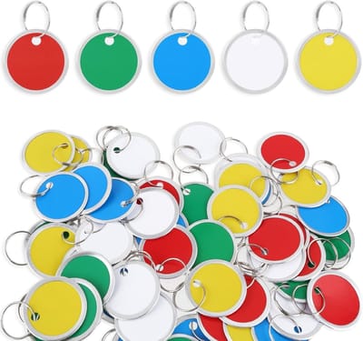 50 Stuks Sleutellabels 1,22 Inch Lege Papieren Sleutelhangers met Metalen Ringen voor Auto, Rugzak en Bagage, Perfect voor DIY Projecten en Organisatie