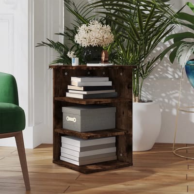vidaXL - Bijzetkast - 35x35x55 - cm - bewerkt - hout - gerookt - eikenkleurig