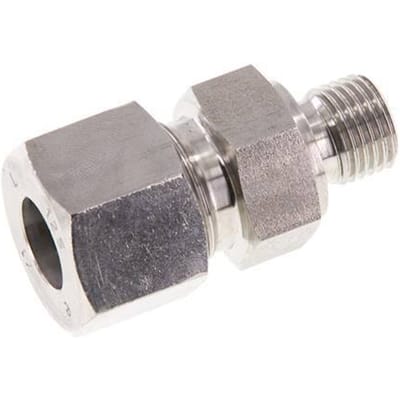 G 1/4'' Buitendraad x 12S RVS Rechte Snijring Koppeling met FKM Afdichting 630 Bar DIN 2353 - FL2S-MC-STFP-014G-12-S