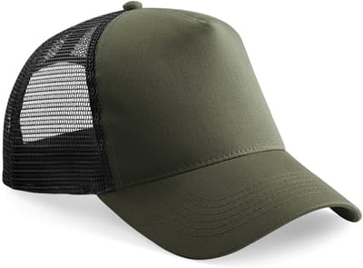 Beechfield Heren Half Mesh Trucker Cap / Hoofddeksel (2 stuks) (Olijfgroen/zwart)
