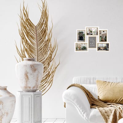 HAES DECO - Houten Multi Fotolijst / Galerie Fevik in wit met bruin voor 6 foto's 10x15 (formaat 45,5x32 cm) - CV662HS