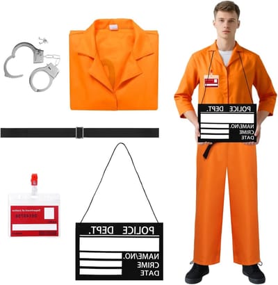 Oranje gevangenis kostuum voor volwassenen unisex, perfect voor carnaval, cosplay en feestjes
