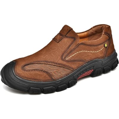 Chaussures pour hommes Chaussures de travail Chaussures décontractées d'extérieur Chaussures en cuir à bout fermé à enfiler à tige basse Printemps Randonnée Escalade 43 brown