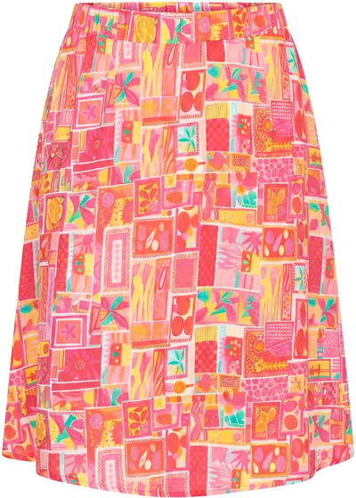 Angel of Style - Dames - Midi-rok A-lijn allover print elastische tailleband - Hibiscusrood - Maat 44