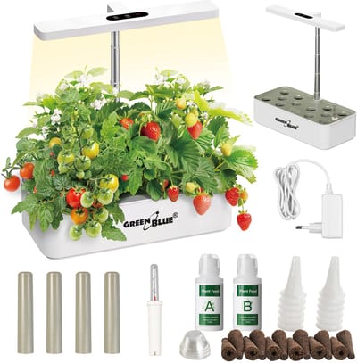 GreenBlue - bloempot Intelligent Indoor Plant Growing System - 4L inhoud - voor 12 planten - full spectrum LED's, GB133