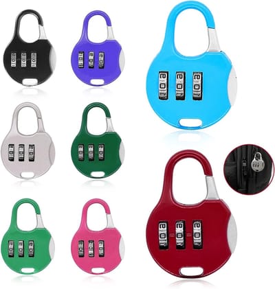 Set van 8 Koffersloten met Combinatiecode, Mini Hangslot, 3-Cijferige Instelbare Combinatie voor Reizen, Sportlockers en Bagage (8 Kleuren)