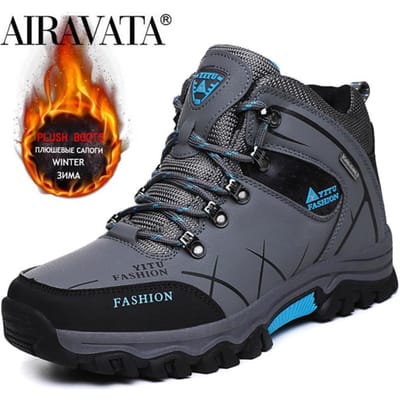Heren Winterlaarzen Pluche Warme Wandelschoenen Man Outdoor Trainers Mannelijke Werkschoenen Maat 39-47 42 grijs