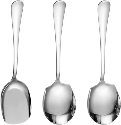 Set van 3 RVS Serveerspellen - Grote Lepels met Lange Handgreep voor Koken en Buffetgebruik in Keuken en Eetkamer