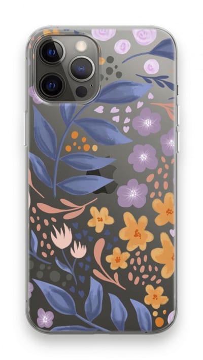 Case Company® - Hoesje geschikt voor iPhone 12 Pro Max hoesje - Flowers with blue leaves - Soft Cover Telefoonhoesje - Bescherming aan alle Kanten en Schermrand
