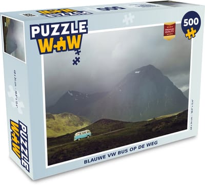 Puzzel Bus - Blauw - Bergen - Legpuzzel - Puzzel 500 stukjes