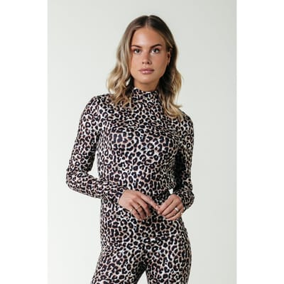 Colourful Rebel Neyo Leopard Peached Turtleneck Top Brown Size: XS | T-Shirts Outlet | Dames | Bruin