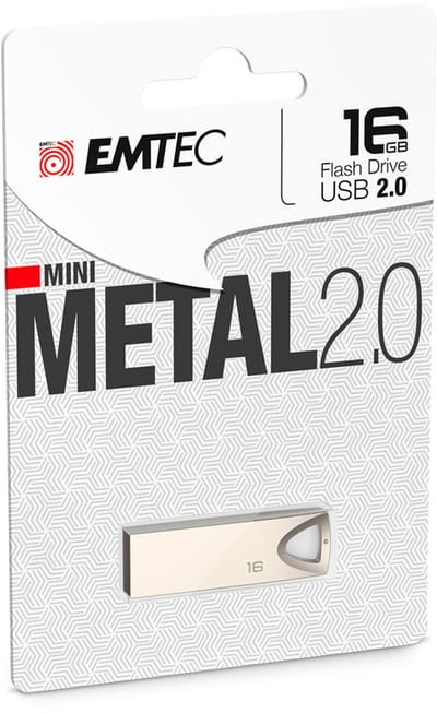 EMTEC II C800 Metal Aluminium Flash Drive - 16 GB - USB Stick - USB 2.0 - Beschermdop - Aluminium