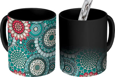 Magische Mok - Foto op Warmte Mokken - Koffiemok - Meisjes - Bloemen - Patronen - Girl - Kids - Kinderen - Magic Mok - Beker - 350 ML - Theemok