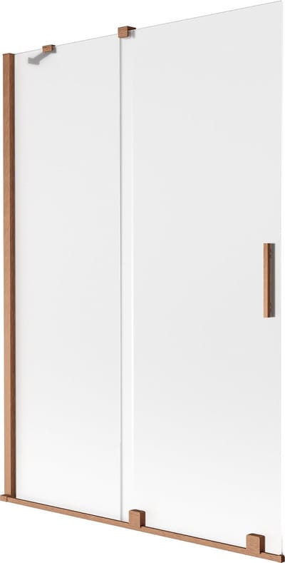 Mexen Velar badwand 2-delig schuifbaar 120 x 150 cm, matglas, geborsteld koper - 896-120-000-31-65