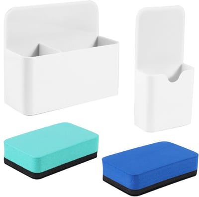 Magnetische Pennenhouders en Whiteboard Sponsen Set - Pen Organizer voor Kantoor en School