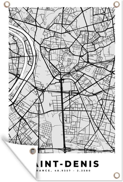 Muurdecoratie Stadskaart - Frankrijk - Kaart - Saint-Denis - Plattegrond - 120x180 cm - Tuinposter - Tuindoek