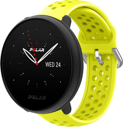 Siliconen sport bandje met gaatjes - Geschikt voor Polar Ignite / Ignite 2 / Ignite 3 / Polar Pacer / Polar Unite bandje - Sport bandje - Geel