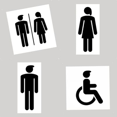 Toilet WC-bordjes – SET – WC – dames – heren – invalidetoilet –pictogrambord – zelfklevend – 3D-geprint – 10x10 cm