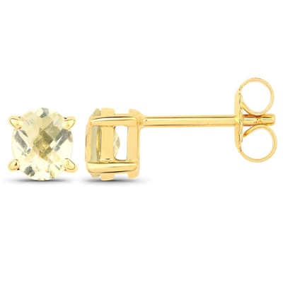 Vira Jewels Ohrstecker 925-Sterling Silber vergoldet Glänzend Lemonquartz gelb