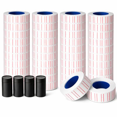 Prijsrol stickers - Prijsrollen voor prijstang - 23 x 15mm - 20.000 stuks + 4 Navulinktrollen