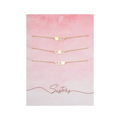 Yehwang - Sisters Armband - Stainless Steel - 3 Zusjes - goudkleurig - 16 cm - Hartjes