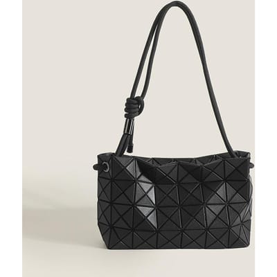 Japanse Levenslange Tofu Zak Geometrische Diamant Trekkoordtas Modieuze Eenvoudige Enkelschouder Crossbody Handtas 25*8*16 black