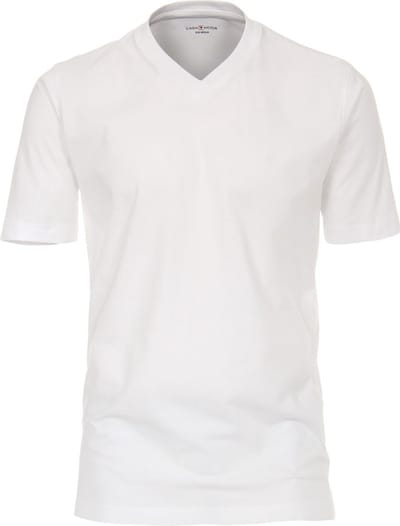 Casa Moda Basis T-shirt Katoen V-hals Wit 2-Pack 092600-000 - L