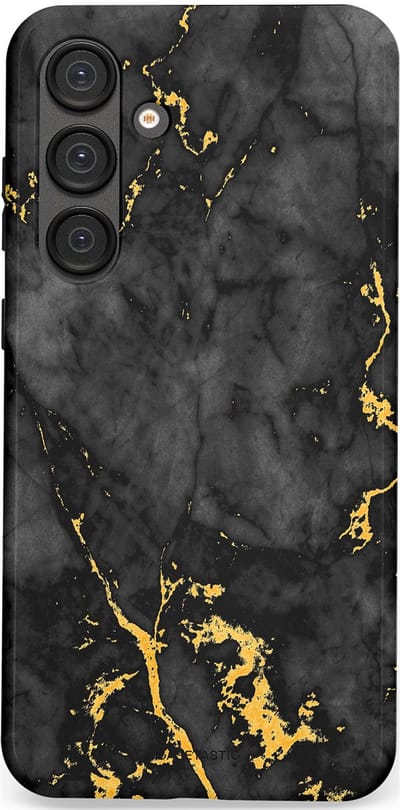 Casetastic hoesje geschikt voor Samsung Galaxy S25 Plus - Dubbellaagse bescherming - Zwarte Marmer Goud - Fashion Case - Zwart Goud