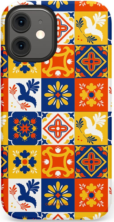 Casetastic Hoesje Geschikt voor Apple iPhone 12 Mini - Stijlvolle Beschermende Duo-layer Case - Mediterraanse Tegels