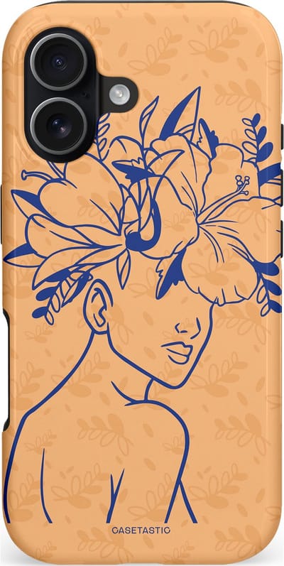 Casetastic hoesje geschikt voor Apple iPhone 17 - MagSafe - Dubbellaagse bescherming - Lijn en Bloesem - Fashion Case - Perzik
