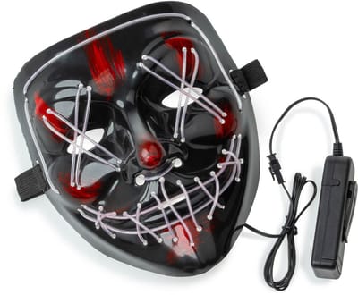 LED Masker Halloween – Verkleedkleding - Purge Stijl – Met Controller – 3 lichtstanden - Wit Licht