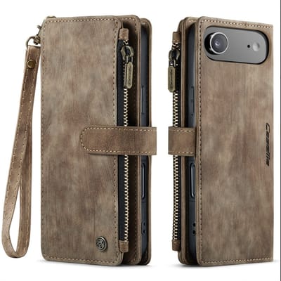 CaseMe – Telefoonhoesje geschikt voor Apple iPhone Air– Wallet Rits Book Case – Magnetische Sluiting & Portemonnee – PU Leer – Bruin