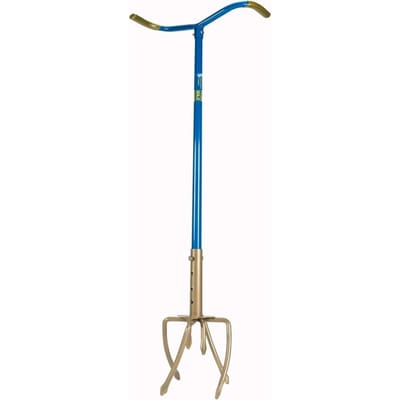 GardenClaw Tuinklauw GG921-06 - Woelvork voor het Losmaken en Beluchten van Grond - Cultivator met Ergonomische S-Handgreep - Grondwoeler Verstelbaar 97-106 cm - Blauw/Goud