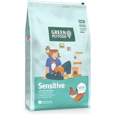 2x7,5kg Green Petfood Adult Sensitive Good Digestion met insecten & kip droogvoer voor katten
