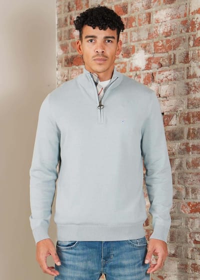 Barbour Barbour lingwood compact cotton half zip sweater - slate