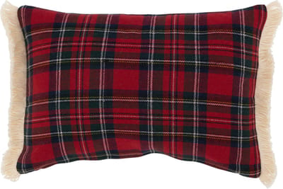 J-Line kussen Ruit Bonheur - polyester - rood/groen
