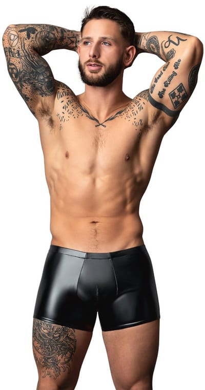 Male Power Sexy Wetlook Pouch Short - Zwart - Maat L