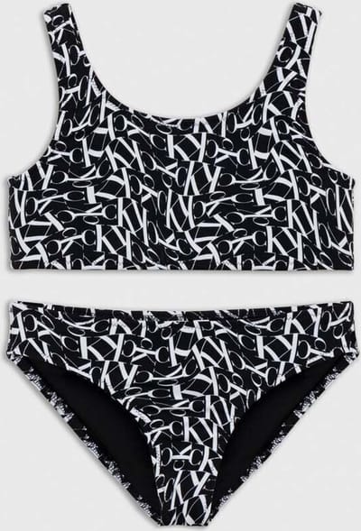 Calvin Klein Jeans - Bikini Bralette Set Print - CK ONE Waped Monogram Black - 10/12 jaar