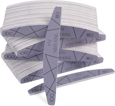 Nagelvijlen Set - Nagelvijl 100/180 - Professioneel Nageldesign - Dubbelzijdig Verschillende Korrels - 100 Stuks - Grijs