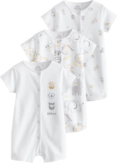 Next - Pasgeboren unisex - Verpakking van 3 jersey babyrompertjes - Wit