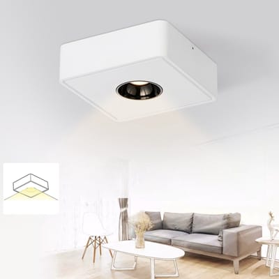NETTLIFE Opbouwspot LED - 1-Lichts - vierkant - wit - 7W - Moderne Plafondlamp - 3000K Warm Wit Licht - Metaal - Plafondspot - voor Keuken | Slaapkamer | Hal | Woonkamer- L 13.2cm